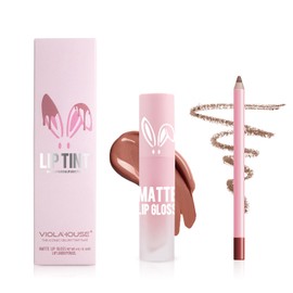 VIOLA HOUSE Lipstick Lip Liner Set, Matte Lipstick Liquid, Lip Liner Pencil, Waterproof and Non-Fade, Nude Lip Liner Lip Gloss (5)