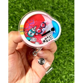 Plifal Cute Shaker Eye Doctor Badge Reel Holder Retractable with ID Clip for Nurse Nursing - Catoon Funny Name Tag Card Accessories Alligator Clip for Pediatric Office Student Work Hospital