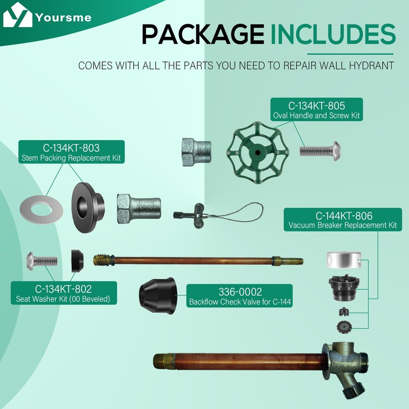 C-144KT-807 Complete Wall Hydrant Faucet Service Repair Kit for Prier