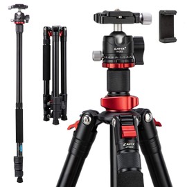 Camera Tripod, 62“ Travel Tripod Lightweight Compact Tripod & Detachable Monopod, 360 Degree Ball Head, QR Plate, Max Load 22 lbs…