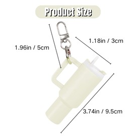 CAMTOVGCA Mini Tumbler Keychain, Mini Cup Keychain for School Bag Key Ring or Lip Balm, Cute Tumbler Keychain, Creamy white