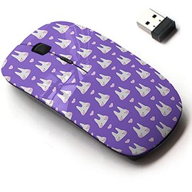 2.4G Wireless Mouse with Cute Pattern Design for All Laptops and Desktops with Nano Receiver - Cute Rabbits Hearts