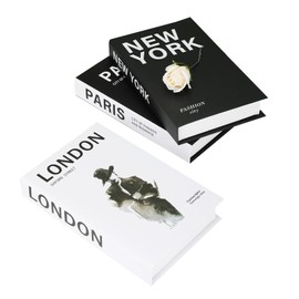 Pack of 3 Decorative Books, Book Box, Simulated Decorative Book, Artistic Temperament, Hard, No Pages Fake Books for Cafe, Office, Bookshelf, Room