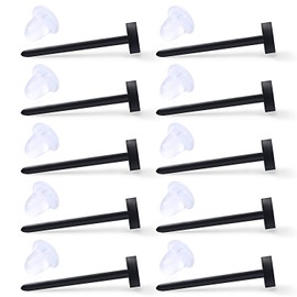 Ruifan 20G Flexible Bioplast Black PVC Plastic Blank Ear Nose Pin Bone Stud Nickel Free Earrings Piercing Retainers 3mm Flat 10PCS
