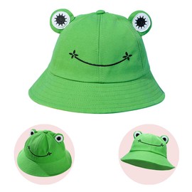 MEZHEN Fishing Hat Frog Fishing Hat Summer Bucket Sun Hat Beach Summer Sun Hats Frog Hat for Children and Adults for Women Teens Girls, Green
