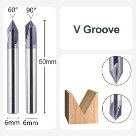SpeTool Engraving Cutter Chamfer Cutter 6 mm Shank 60 Degree and 90 Degree V Groove Cutter Solid Carbide 3 Flutes Engraving Cutter CNC Wood Cutter End Mill Cutter for Router with TiAlN Coating