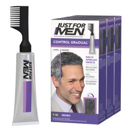 Tinte Just For Men Control Gradual Negro 3 Pack T-55 Moreno-negro