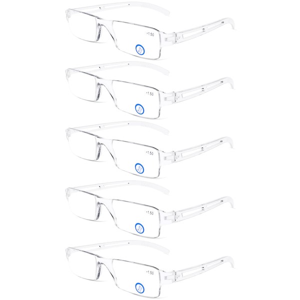 DOOViC 5 Pack Blue Light Blocking Reading Glasses One-Piece Design