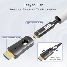 YIWENTEC HDMI Fiber Optic Cable HDMI 2.1 48Gbps High Speed Cable 8K@60Hz 4K@120Hz Supports Dolby Dynamic HDR HDCP 2.3 Earc with Micro HDMI Pull Type (8K, 15M)