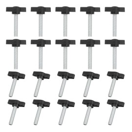 MECCANIXITY Knurled Clamping Knobs Handle Thumb Screws Bolt Knobs M6 x 30 mm Male Thread 27 mm Head for Electronics Automotive Furniture Assembly Wood Working DIY Projects(Black, Pack of 20)