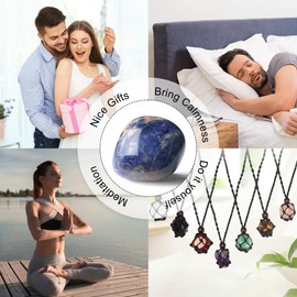 YATOJUZI 1.6"-2" Blue Solidate Natural Crystals and Healing Stones Worry Stones Polished Rocks Blue Gemstones Palm Stone for Meditation Chakra Balancing Crystal Gifts 1PCS