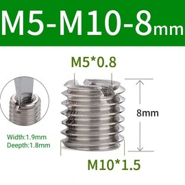 BORDSTRACT Reducing Nut with Male Thread, 10 Pieces M5 x 0.8 M10 x 1.5-8 mm Stainless Steel Thread Reducing Nut Mounting Hardware