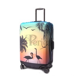 Periea Luggage Covers for Suitcases – Suitcase Cover – Premium Elasticated Material – Small, Medium, Large or Extra Large (Small, Sunset Flamingos)