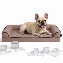blunique Cooling Dog Bed for Small, Medium Dogs & Cats with Bolsters, Q-Max>0.45 Orthopedic Pet Cool Sofa Beds with Breathable Egg Crate Foam, Removable Washable Cover, Dusty Rose