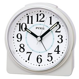 Seiko Clock PYXIS NR451W Alarm Clock, Analog White Pearl, 3.5 x 3.4 x 1.9 inches (89 x 86 x 47 mm)