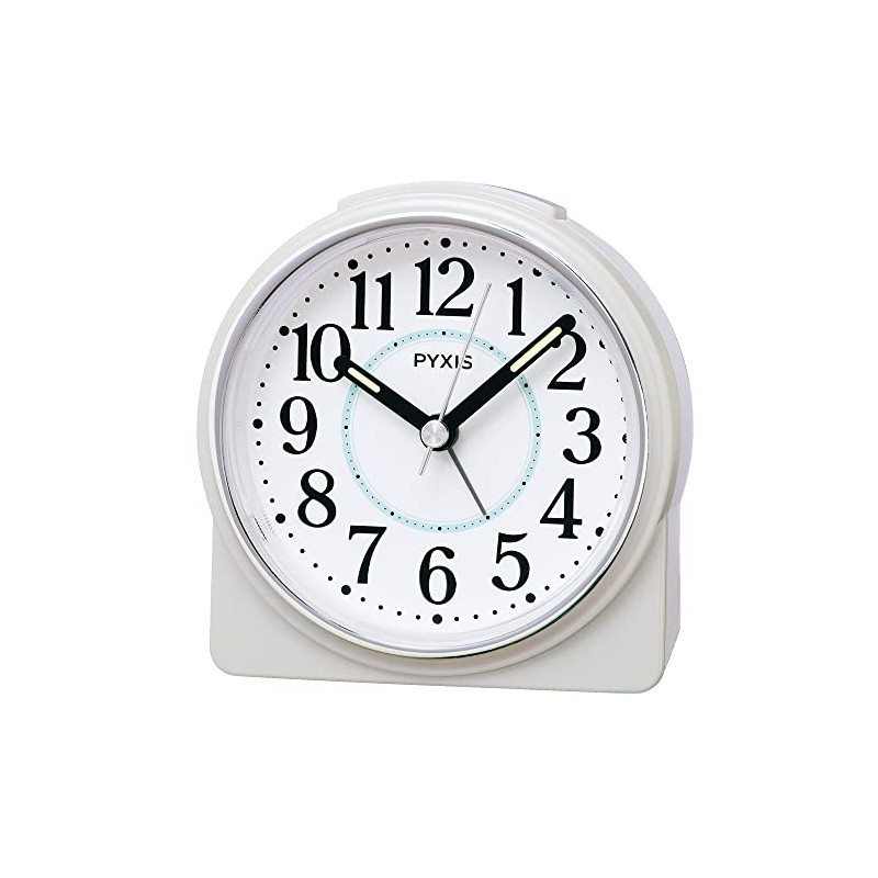 Seiko Clock PYXIS NR451W Alarm Clock, Analog White Pearl, 3.5