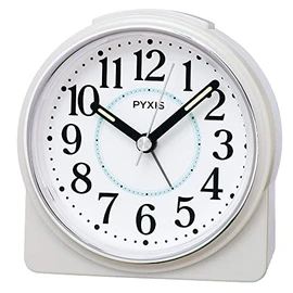 Seiko Clock PYXIS NR451W Alarm Clock, Analog White Pearl, 3.5 x 3.4 x 1.9 inches (89 x 86 x 47 mm)