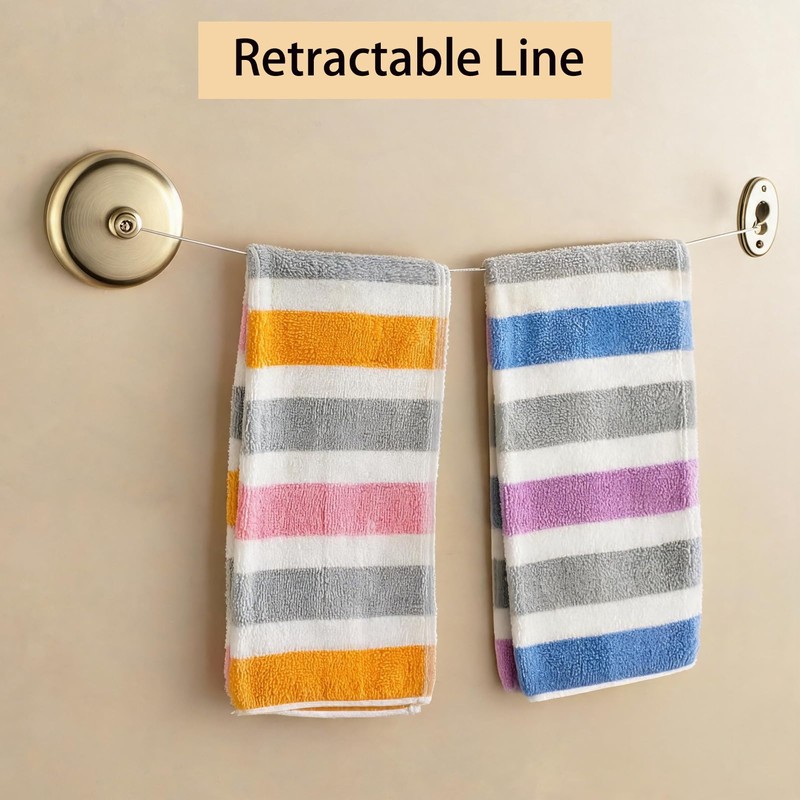 Retractable Clothes Line 9.2 FT Adjustable Brass Laundry Line Wall