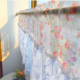 champracer Net Curtain Country House Style Short Curtain Pink Boho Short Vintage Lace Crochet Curtain Bistro Curtain Retro Elegant Cafe Short Curtain (1 Piece, W 130 x H 45 cm)
