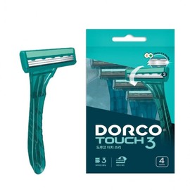 Dorco 3-Blade Touch 3 Portable Disposable Razor (4 Count) 10 Count