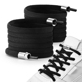 Feibmir 2 Pair Elastic Laces Without Ties,Laces Children,Elastic Laces Black,Cord Ankles Without Ties