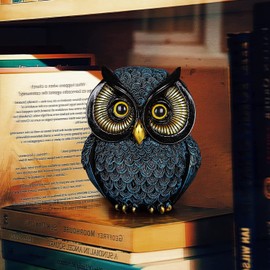 Artpaul Owl Statue Home Decor Small Owl Figurines Shelves Decorations for Home Office Living Room Decor Gifts for Owl Lovers (Blue)