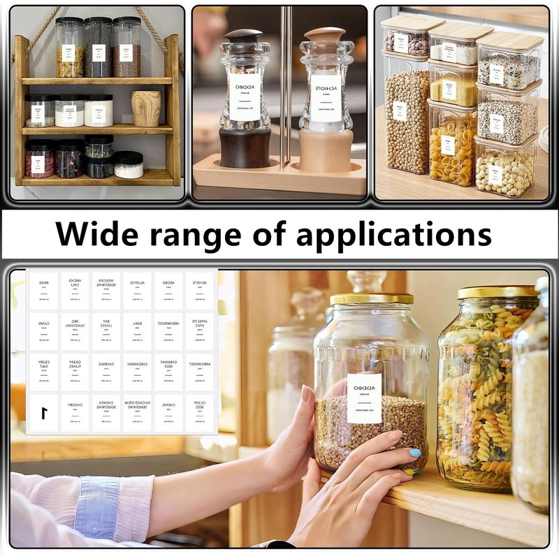 Labels for Food Containers,192 Pcs 36 * 50mm Kitchen Jar