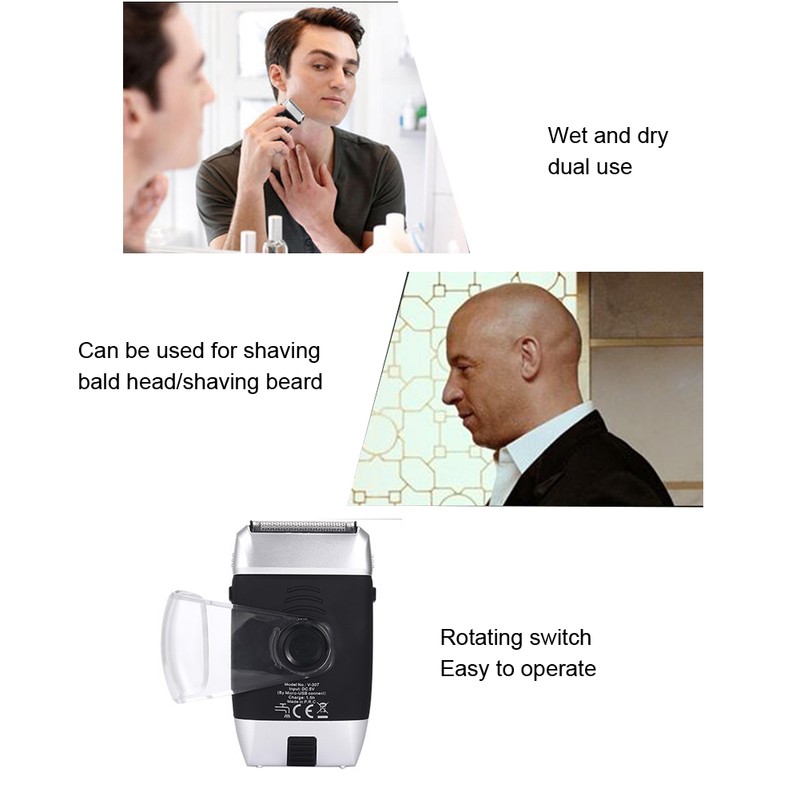 Rechargeable Electric Shaver Reciprocating Men Bald Head Trimmer Beard Shaver
