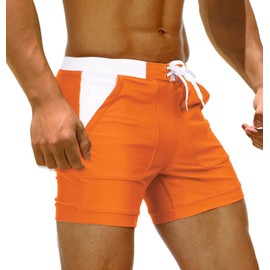 TACVASEN Swimming Trunks Mens Briefs Water Sports Swim Wear Boardshorts UV Protection Summer Casual Beach Boxer, 40, Orange 01