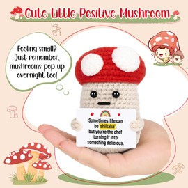 Funny Inspirational Gifts for Women Men, Funny Birthday Mushroom Gifts for Friends Son Daughter, Positive Emotional for Coworker Boss Friends Her Him, Get Well Soon Sobriety Crochet Decor