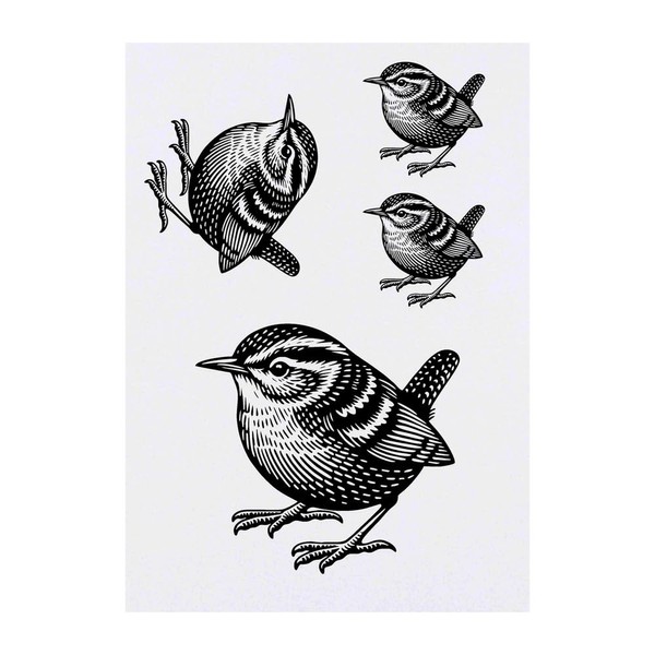4 x 'Wren Bird' Temporary Tattoos - Water Resistant, Skin-Safe,
