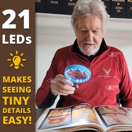 Vision Aid Vision AID 30X Freihand-Lupe mit 21 LED Licht für Münzen, Schmuck, Basteln, Hobby, 40X Hand- oder Standlupe für Senioren, Lesen, Uhrenreparatur, Löten, Naharbeit