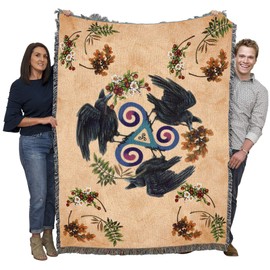 Ravenfey - Celtic - Brigid Ashwood - Blanket Throw Woven from Cotton - Made in The USA (72x54)