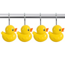 CTOHN 12-Piece Duck Shower Curtain Hooks, Cute Yellow Stainless Steel Decorative Shower Hangers Rings for Bathroom Decor