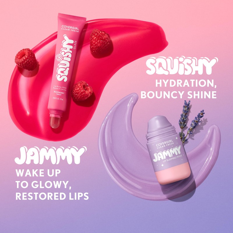 COVERGIRL Clean Fresh Squishy Glaze™ Lip Butter Balm, Flavored, Non-Sticky,