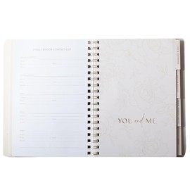 Fringe Studio Faux Leather Cover Semi-Concealed Spiral Wedding Planner, 4 Tab Dividers, Elastic Closure, "CASCADING ROSES", Approx. 7.5" w x 9.75" h, 104 Pg, Wedding Collection (680002)