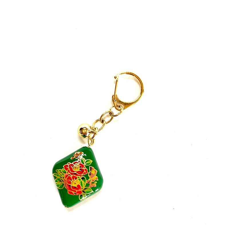 Kutani Flower Ball Keychain with Bell