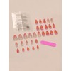 24-Piece Short Almond Press On Nails, Orange Pink Gradient Design,