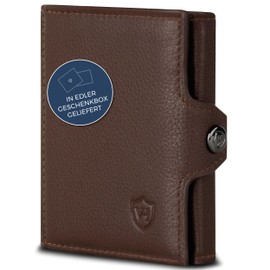 VON HEESEN Credit Card Holder Credit Card Holder, dark brown, XXL coin compartment