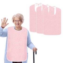 VMEECARL 3 Pack Premium Adult Bibs for Women Eating, Waterproof Reusable Adjustable Clothing Protector for Seniors, Machine Washable Bibs for Special Needs Care Gift for Mom