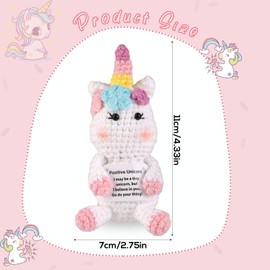 TOYMIS Positive Unicorn, Unicorn Crochet Gift for Motivation, Positive Crochet Animal, Emotional Support, Crochet as Motivational Gift, Party Decoration