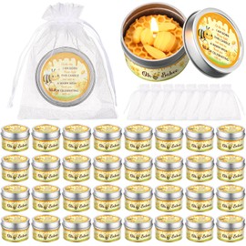 MTLEE 50 Sets Bee Baby Shower Party Favors Candles Bee Tealight Candles Bulk Lavender Scented Honeycomb Candles Bee Themed Gift for Guest Gender Reveal Party Baby Shower Return Gifts