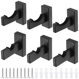 CHUENKUK Pack of 6 Baseball Bat Display Case, Black Baseball Bat Holder, Wooden Wall Hanger Holder for Storage, Display, Decoration