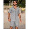 URRU Men's Summer Beach Outfits 2 Piece Short Sleeve Shirts