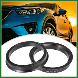 Motoforti 66.45mm to 57.1mm Universal Car Hub Centric Rings Black - Pack of 4 Long-Lasting