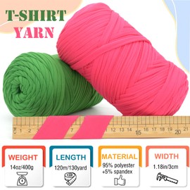 400g Tshirt Yarn for Crochet,Yellow T Shirt Soft Elastic Fabric Chunky Thick T-Shirt Crochet Yarn for Crocheting Knitting Beginner Hand Knitting for Bag/DIY Craft/Home Decor-Golden Yellow