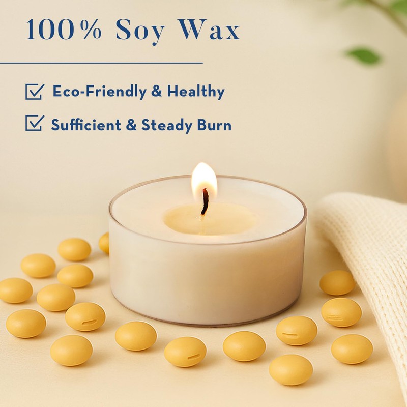 Crenovo Tea Lights Candles 100 Pack, Natural Soy Wax Tealights