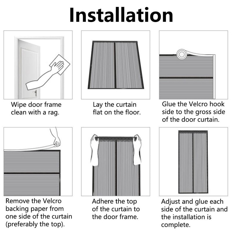 Magnetic Screen Door 80 x 200 cm, Self Sealing Mesh