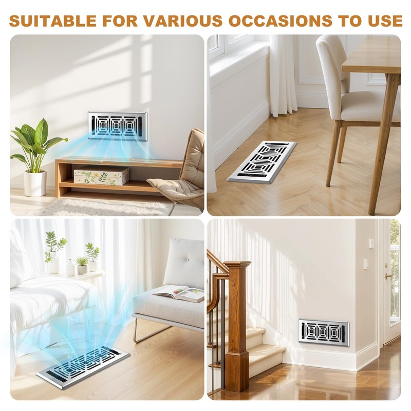 Floor Register 4x10, Heavy Duty Walkable Steel Floor Vent Covers,