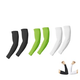 Polawind 3 pairs of UV protection sunscreen ice sleeves, outdoor sports breathable elastic ice sleeves suitable for men and women (black, white, fluorescent green), Black, 9*13*45